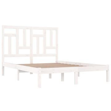 White Solid Wood Pine Bed Frame 140x190 cm | Hipomarket