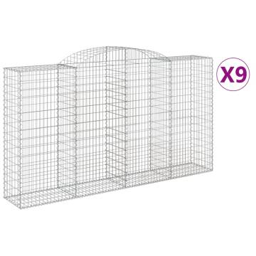 Arched Gabion Baskets - 9 pcs Galvanised Iron | HipoMarket