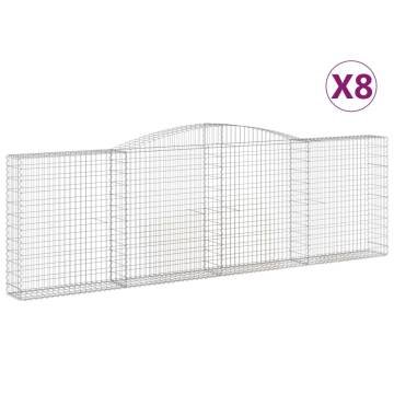 Arched Gabion Baskets - 8 Pcs Galvanised Iron | HipoMarket