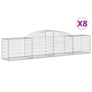 Arched Gabion Baskets - 8 pcs Galvanised Iron Garden Barrier