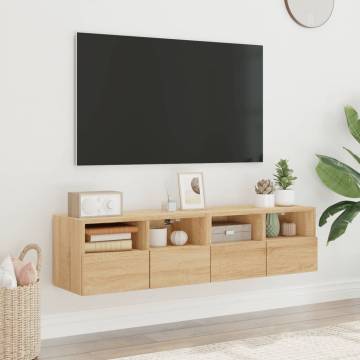 Sonoma Oak TV Wall Cabinets - 2 pcs - Modern & Space-Saving