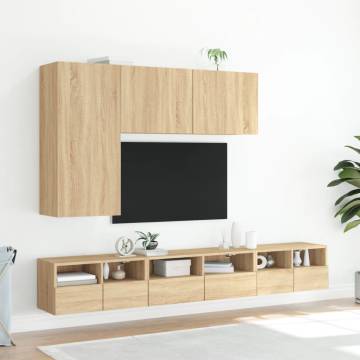 Sonoma Oak TV Wall Cabinets - 2 pcs - Modern & Space-Saving