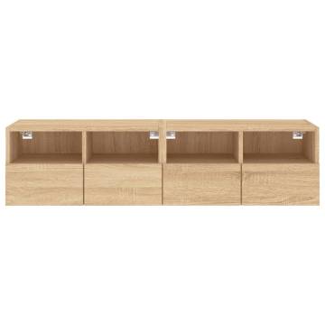 Sonoma Oak TV Wall Cabinets - 2 pcs - Modern & Space-Saving