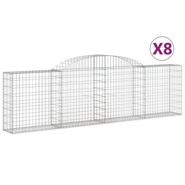 Arched Gabion Baskets - 8 pcs Galvanised Iron 300x30x80/100 cm