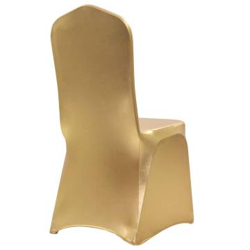 6 pcs Stretch Gold Chair Covers - Elegant Event Decor