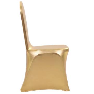 6 pcs Stretch Gold Chair Covers - Elegant Event Decor