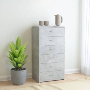 Concrete Grey Sideboard with 6 Drawers - Durable & Stylish