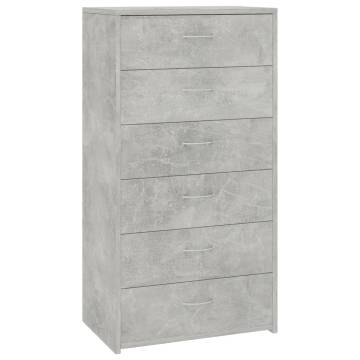 Concrete Grey Sideboard with 6 Drawers - Durable & Stylish