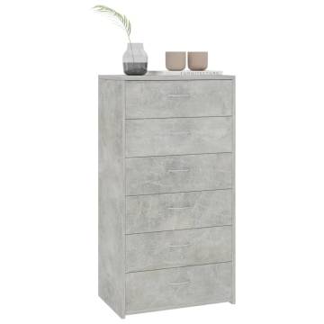 Concrete Grey Sideboard with 6 Drawers - Durable & Stylish