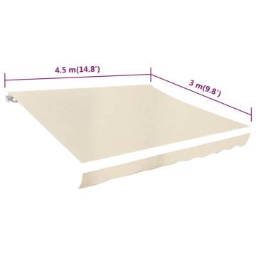 Awning Top Sunshade Canvas Cream 450x300 cm - UV Resistant