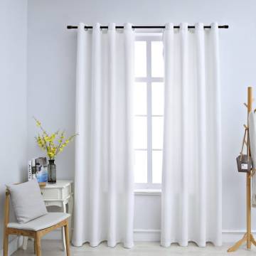 Elegant Off White Blackout Curtains with Metal Rings - 140x225 cm