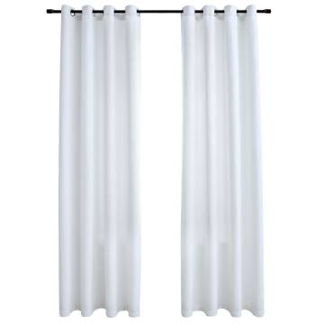 Elegant Off White Blackout Curtains with Metal Rings - 140x225 cm