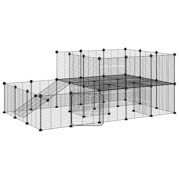 44-Panel Black Pet Cage - Spacious & Durable 35x35 cm