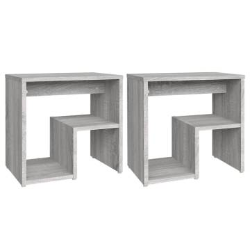 Stylish Grey Sonoma Bed Cabinets - Set of 2 | HipoMarket