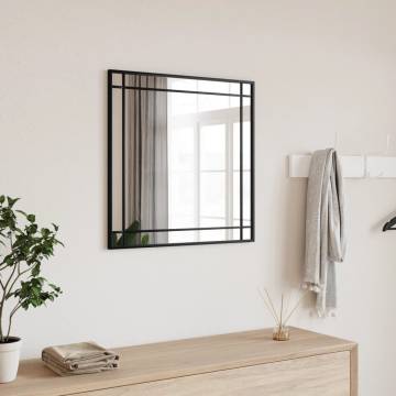 Wall Mirror Black 50x50 cm Square Iron | Hipomarket