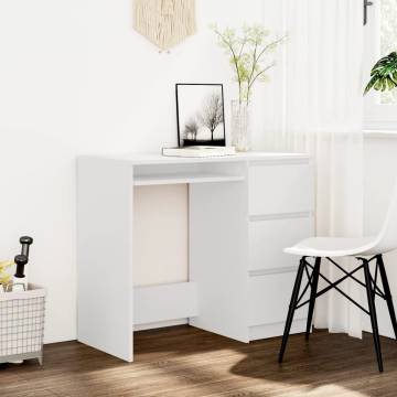 Elegant White Desk 90x45 cm - Sturdy Engineered Wood