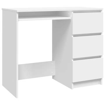 Elegant White Desk 90x45 cm - Sturdy Engineered Wood