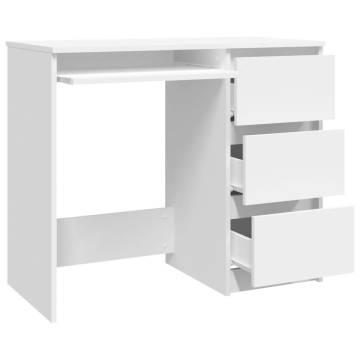 Elegant White Desk 90x45 cm - Sturdy Engineered Wood