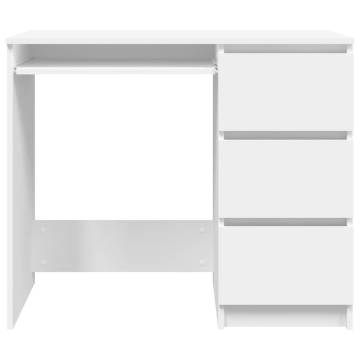 Elegant White Desk 90x45 cm - Sturdy Engineered Wood