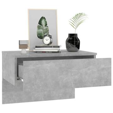 Wall-mounted Bedside Cabinet in Concrete Grey - Space Savvy Design