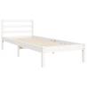 White Small Single Bed Frame with Headboard | Solid Pine Wood