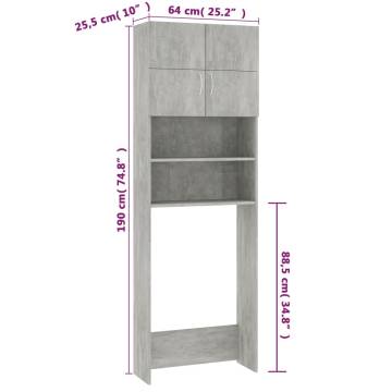 Washing Machine Cabinet Concrete Grey - 64x25.5x190 cm