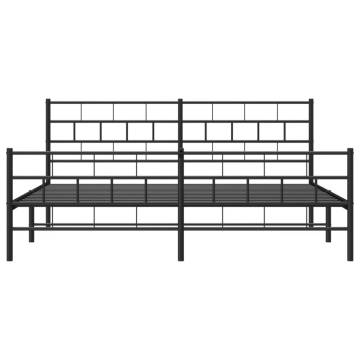 Super King Metal Bed Frame with Headboard & Footboard - Black