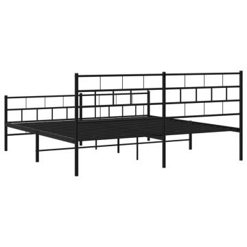 Super King Metal Bed Frame with Headboard & Footboard - Black