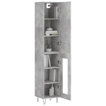 Stylish Highboard Concrete Grey - 34.5x34x180 cm