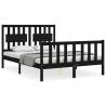 Black Bed Frame with Headboard 120x200 cm - Solid Wood