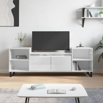 Stylish High Gloss White TV Cabinet - 160x35x55 cm