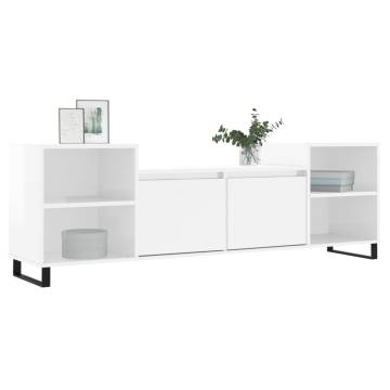 Stylish High Gloss White TV Cabinet - 160x35x55 cm