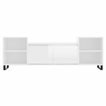 Stylish High Gloss White TV Cabinet - 160x35x55 cm