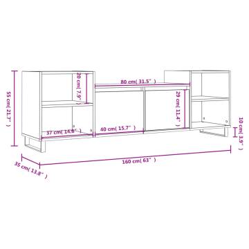 Stylish High Gloss White TV Cabinet - 160x35x55 cm