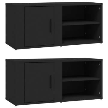 Stylish Black TV Cabinets - Set of 2 | 80x31.5x36 cm