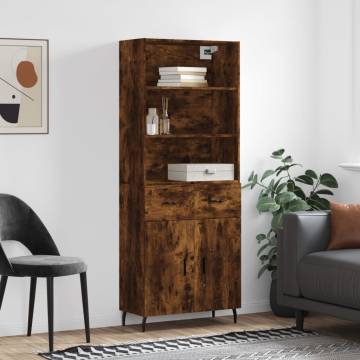 Elegant Highboard in Smoked Oak | 69.5x34x180 cm