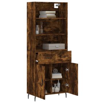 Elegant Highboard in Smoked Oak | 69.5x34x180 cm