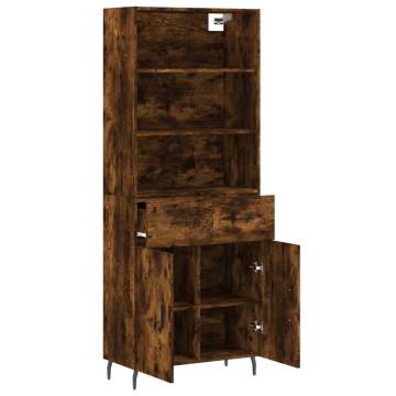 Elegant Highboard in Smoked Oak | 69.5x34x180 cm