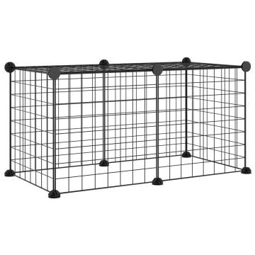 8-Panel Pet Cage Black - Durable Steel for Safe Play & Rest