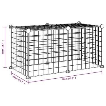 8-Panel Pet Cage Black - Durable Steel for Safe Play & Rest