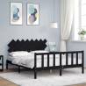 Bed Frame with Headboard Black 160x200 cm | Solid Wood Comfort