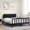 Bed Frame with Headboard Black 160x200 cm | Solid Wood Comfort