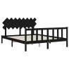 Bed Frame with Headboard Black 160x200 cm | Solid Wood Comfort