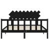 Bed Frame with Headboard Black 160x200 cm | Solid Wood Comfort