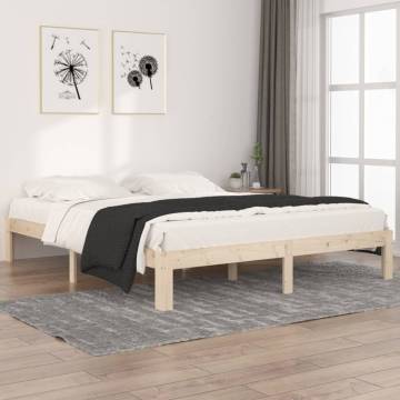 Solid Wood Pine Bed Frame 160x200 cm - Modern Bedroom Style