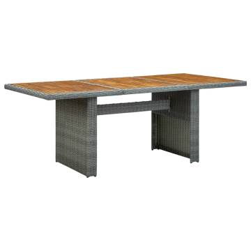 Light Grey Rattan Garden Table - Modern Acacia Wood Design