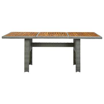 Light Grey Rattan Garden Table - Modern Acacia Wood Design