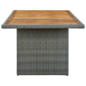 Light Grey Rattan Garden Table - Modern Acacia Wood Design