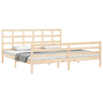 Solid Wood Bed Frame with Headboard 200x200 cm | HipoMarket