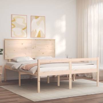 King Size Solid Wood Bed Frame with Headboard - HipoMarket